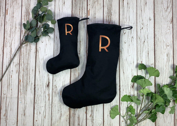 Christmas Personalised Large Black Stocking - Branson Christmas, Christmas: Stockings, Font Not Found, Font: Branson 44ideas.co.uk