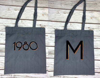 Letter/year Tote Bag - Branson Accessories, Bags, Font Not Found, Font: Branson 44ideas.co.uk