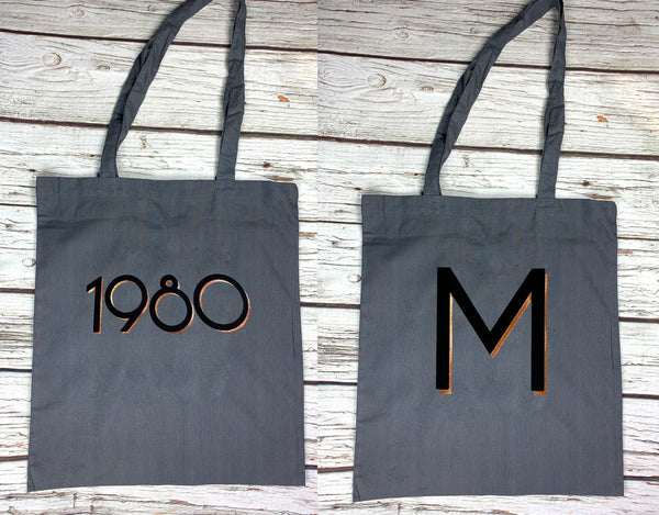 Letter/year Tote Bag - Branson Accessories, Bags, Font Not Found, Font: Branson 44ideas.co.uk