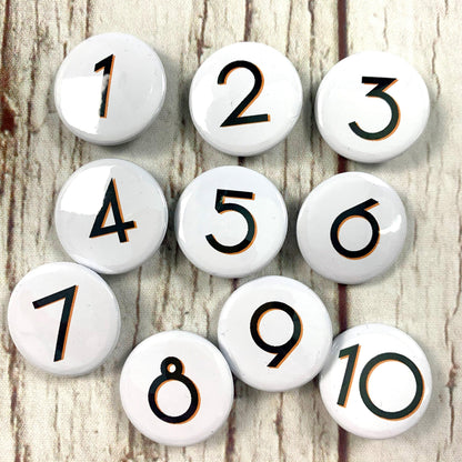 Birthday Number Pin Badges 1-10 - Branson Accessories, Badges, Font Not Found, Font: Branson 44ideas.co.uk