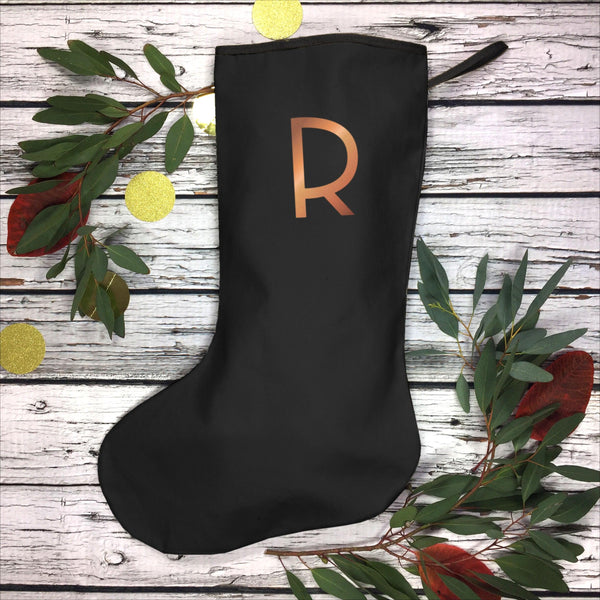 Christmas Personalised Large Black Stocking - Branson Christmas, Christmas: Stockings, Font Not Found, Font: Branson 44ideas.co.uk