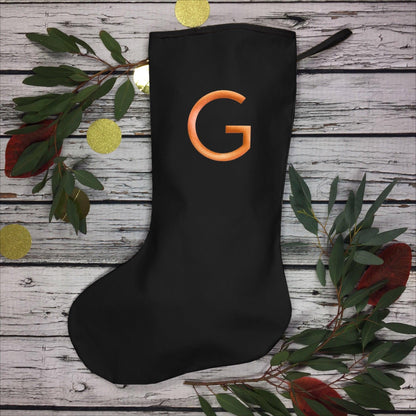 Christmas Personalised Large Black Stocking - Branson Christmas, Christmas: Stockings, Font Not Found, Font: Branson 44ideas.co.uk