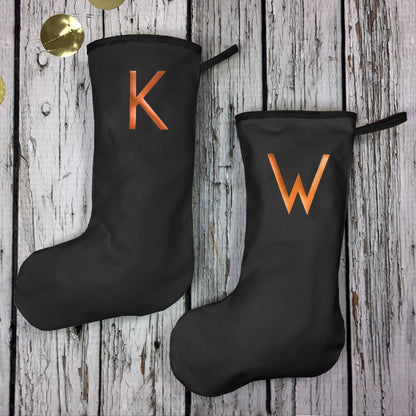 Christmas Personalised Regular Black Stocking - Branson Christmas, Christmas: Stockings, Font Not Found, Font: Branson 44ideas.co.uk