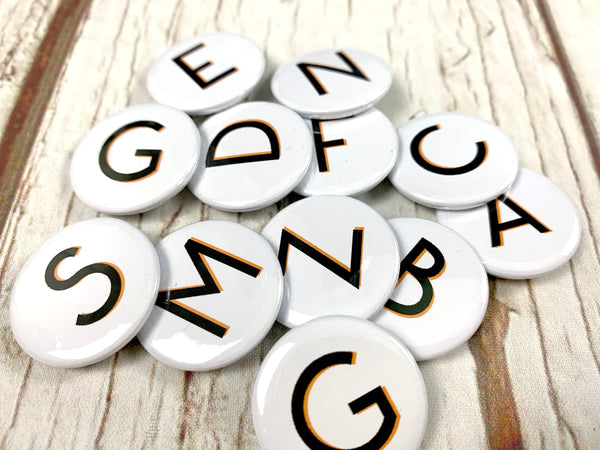 Alphabet Button Badges-Branson Accessories, Badges, Font Not Found, Font: Branson 44ideas.co.uk