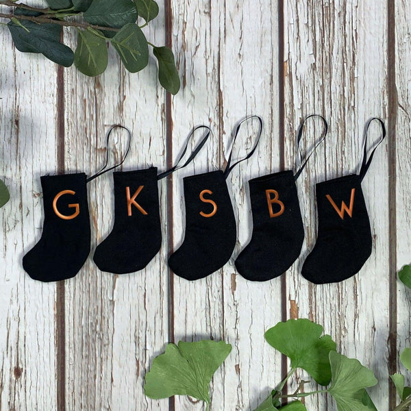 Made to Order: 6 Christmas Mini Black Stocking - Branson Christmas, Christmas: Stockings, Font Not Found, Font: Branson 44ideas.co.uk