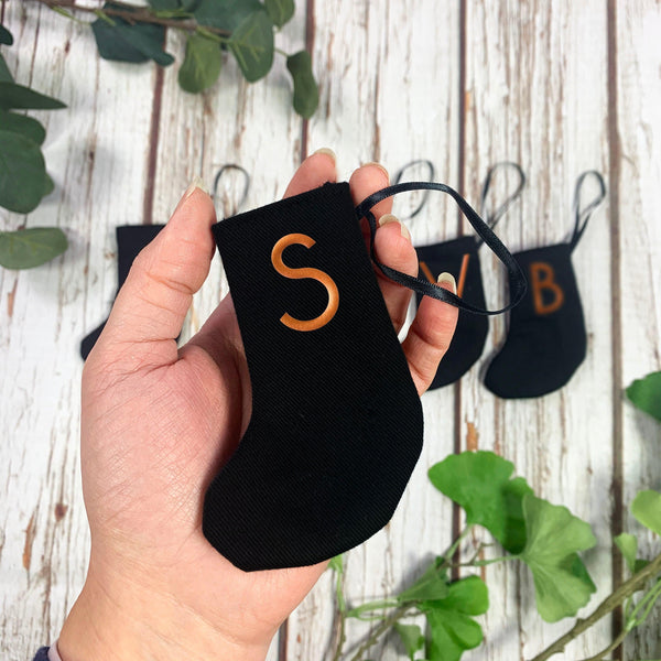 Made to Order: 6 Christmas Mini Black Stocking - Branson Christmas, Christmas: Stockings, Font Not Found, Font: Branson 44ideas.co.uk