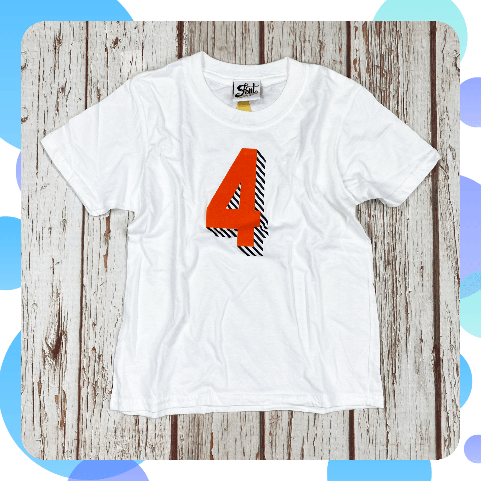 Ready To Ship: Kids Orange 4 T-Shirt~ Age 3-4 Font Not Found, Font: Bradford Buzz, Kid's Clothes 44ideas.co.uk