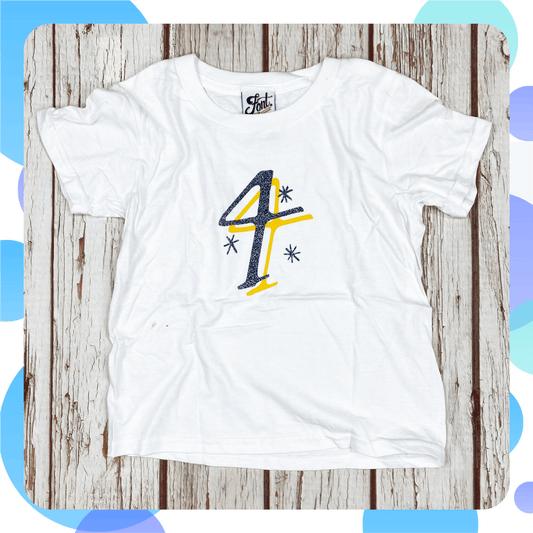 Ready To Ship: Kids Number 4 T-Shirt~ Age 3-4 Font Not Found, Font: The Monroe, Kid's Clothes 44ideas.co.uk