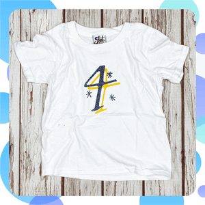 Ready To Ship: Kids Number 4 T-Shirt~ Age 3-4 Font Not Found, Font: The Monroe, Kid's Clothes 44ideas.co.uk