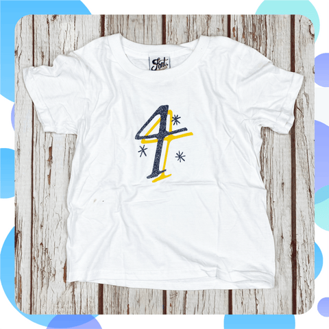 Ready To Ship: Kids Number 4 T-Shirt~ Age 3-4 Font Not Found, Font: The Monroe, Kid's Clothes 44ideas.co.uk