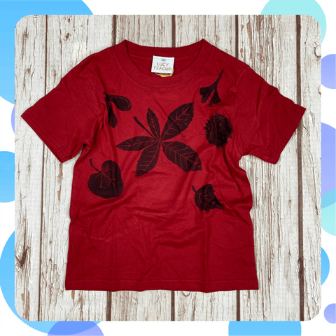 Ready To Ship: Kids Red Leaf T-Shirt~ Age 3-4 Kid's Clothes, Lucy Teacup 44ideas.co.uk