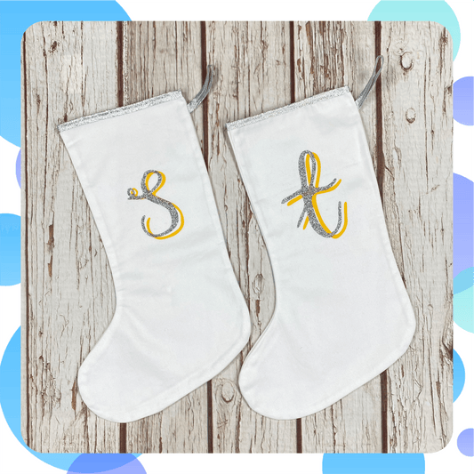 Ready To Ship: White/yellow Christmas Stockings The Monroe~ Letter S or T Christmas: Stockings, Font Not Found, Font: The Monroe 44ideas.co.uk