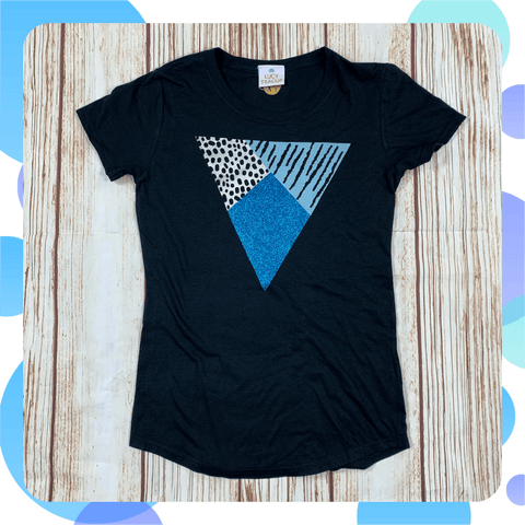 Made to Order: Ladies Black Triangle T-Shirt~ size XSmall & Small Lucy Teacup, T-Shirts, Womens Clothes 44ideas.co.uk