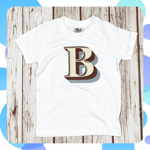Ready To Ship: Kids Letter B T-Shirt~ Age 3-4 Font Not Found, Font: Stirling Shadow, Kid's Clothes 44ideas.co.uk