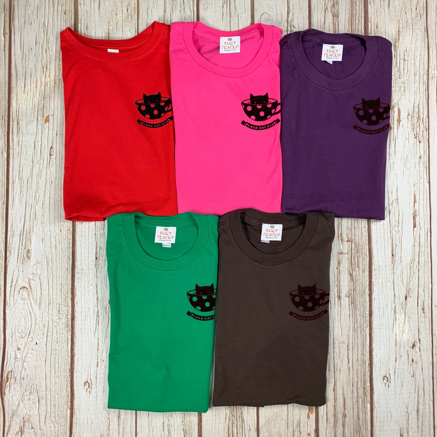 Womens Black Cat Club T-Shirt Lucy Teacup, T-Shirts, Womens Clothes 44ideas.co.uk