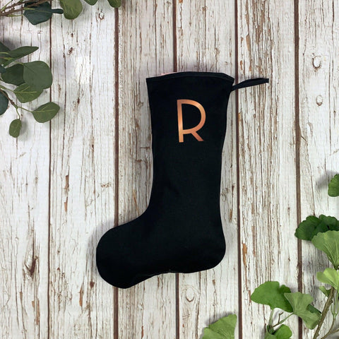 Christmas Personalised Regular Black Stocking - Branson Christmas, Christmas: Stockings, Font Not Found, Font: Branson 44ideas.co.uk