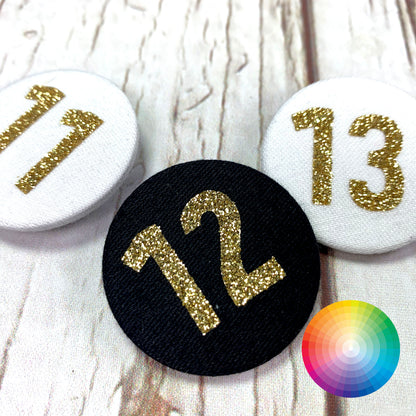 Birthday Number Fabric Glitter Badges – Ages 11 to 19
