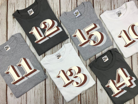 Teenage Birthday Shirt Numbers 10-15 - Stirling Shadow Font Not Found, Font: Stirling Shadow, T-Shirt: Numbers, T-Shirts, Teen Clothes 44ideas.co.uk