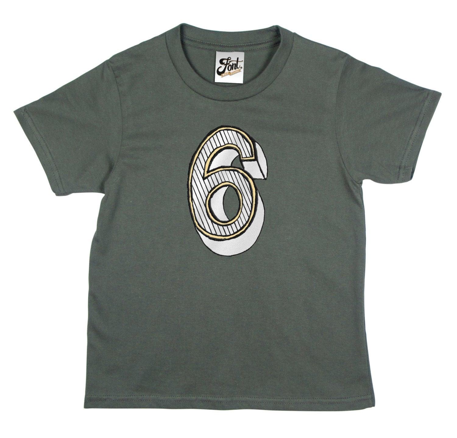 Number Six Kids' T-Shirt - Juniper Red Font Not Found, Font: Juniper Red, Kid's Clothes, T-Shirt: Numbers, T-Shirts 44ideas.co.uk