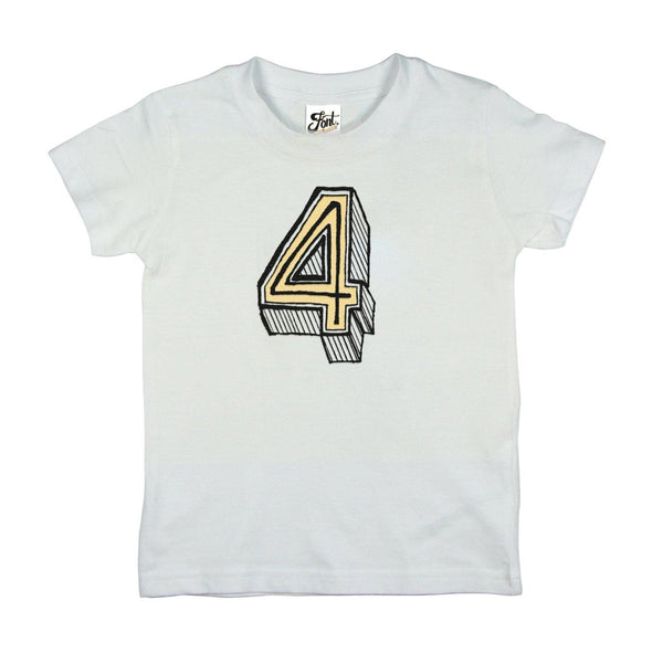 Number Four Kids' T-Shirt - Juniper Red Font Not Found, Font: Juniper Red, Kid's Clothes, T-Shirt: Numbers, T-Shirts 44ideas.co.uk