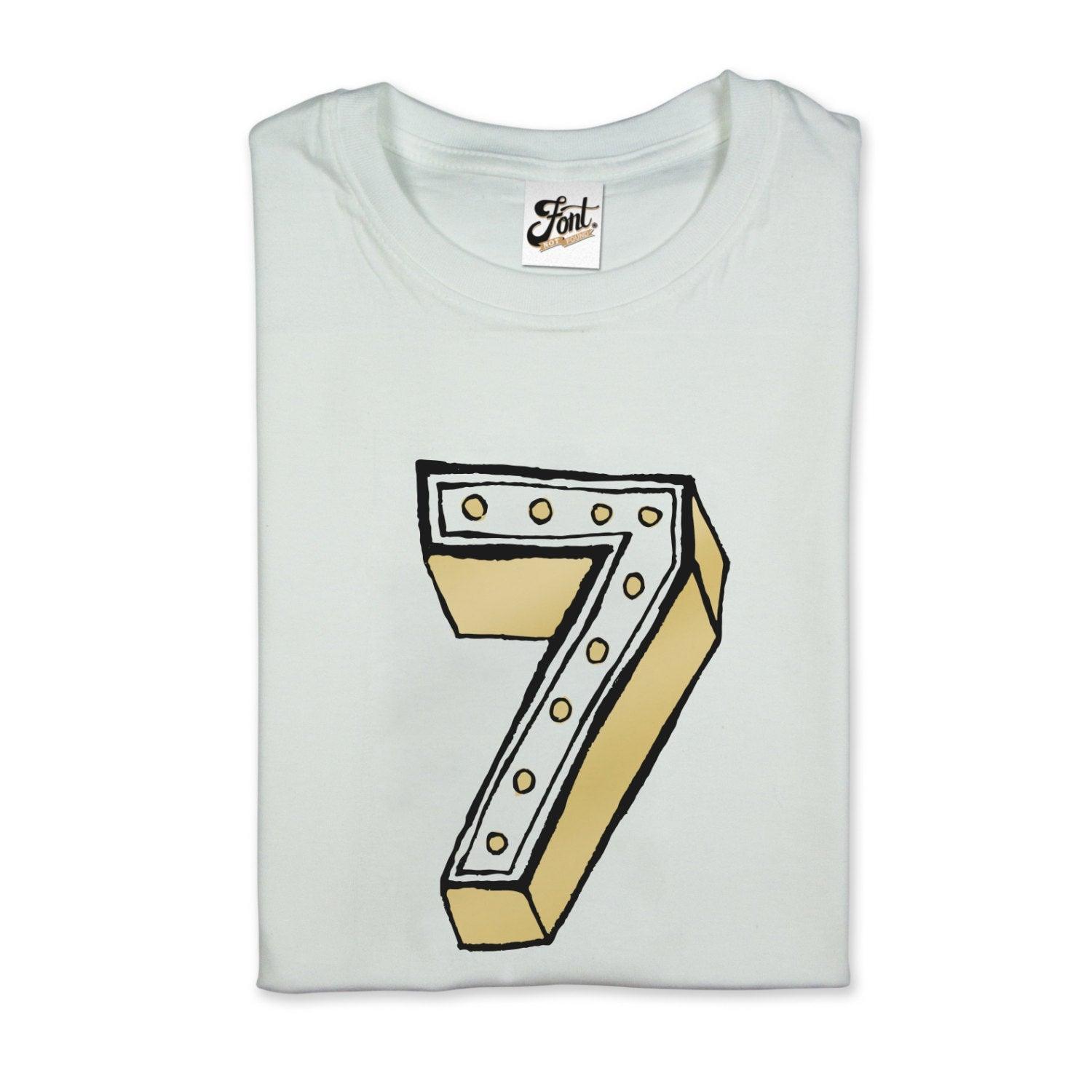 Number Seven Kids' T-Shirt - Juniper Red Font Not Found, Font: Juniper Red, Kid's Clothes, T-Shirt: Numbers, T-Shirts 44ideas.co.uk