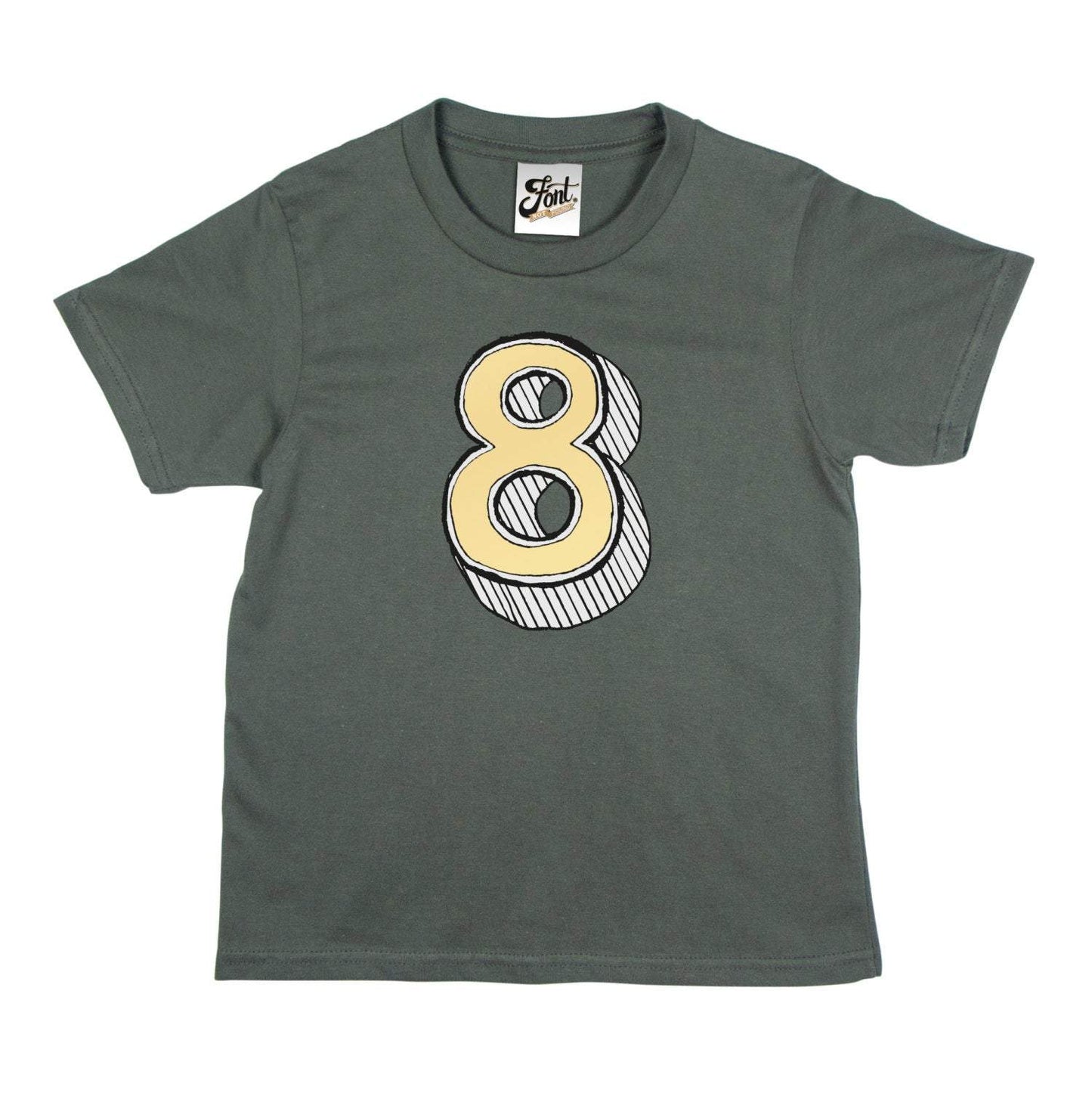 8th Birthday T-Shirt - Juniper Red Font Not Found, Font: Juniper Red, Kid's Clothes, T-Shirt: Numbers, T-Shirts 44ideas.co.uk