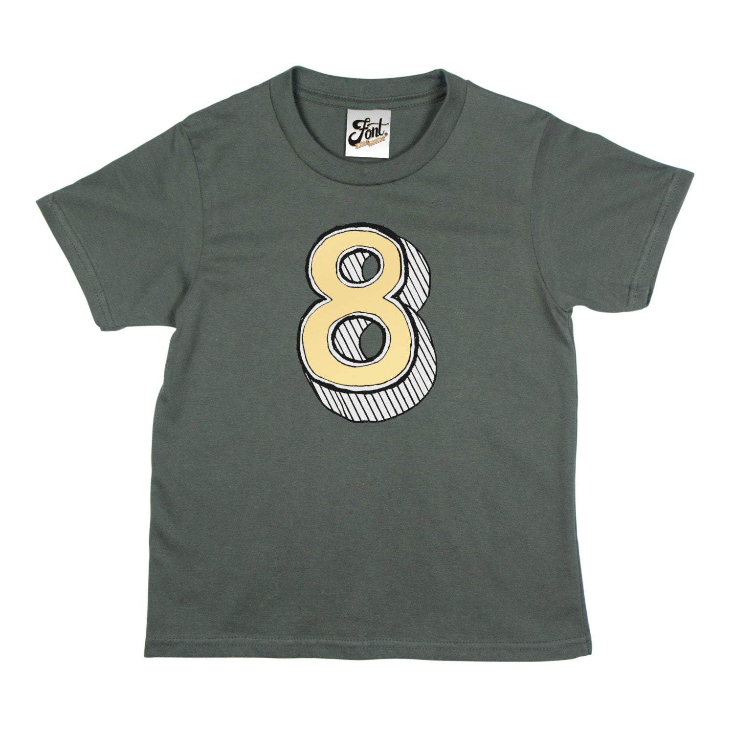 8th Birthday T-Shirt - Juniper Red Font Not Found, Font: Juniper Red, Kid's Clothes, T-Shirt: Numbers, T-Shirts 44ideas.co.uk