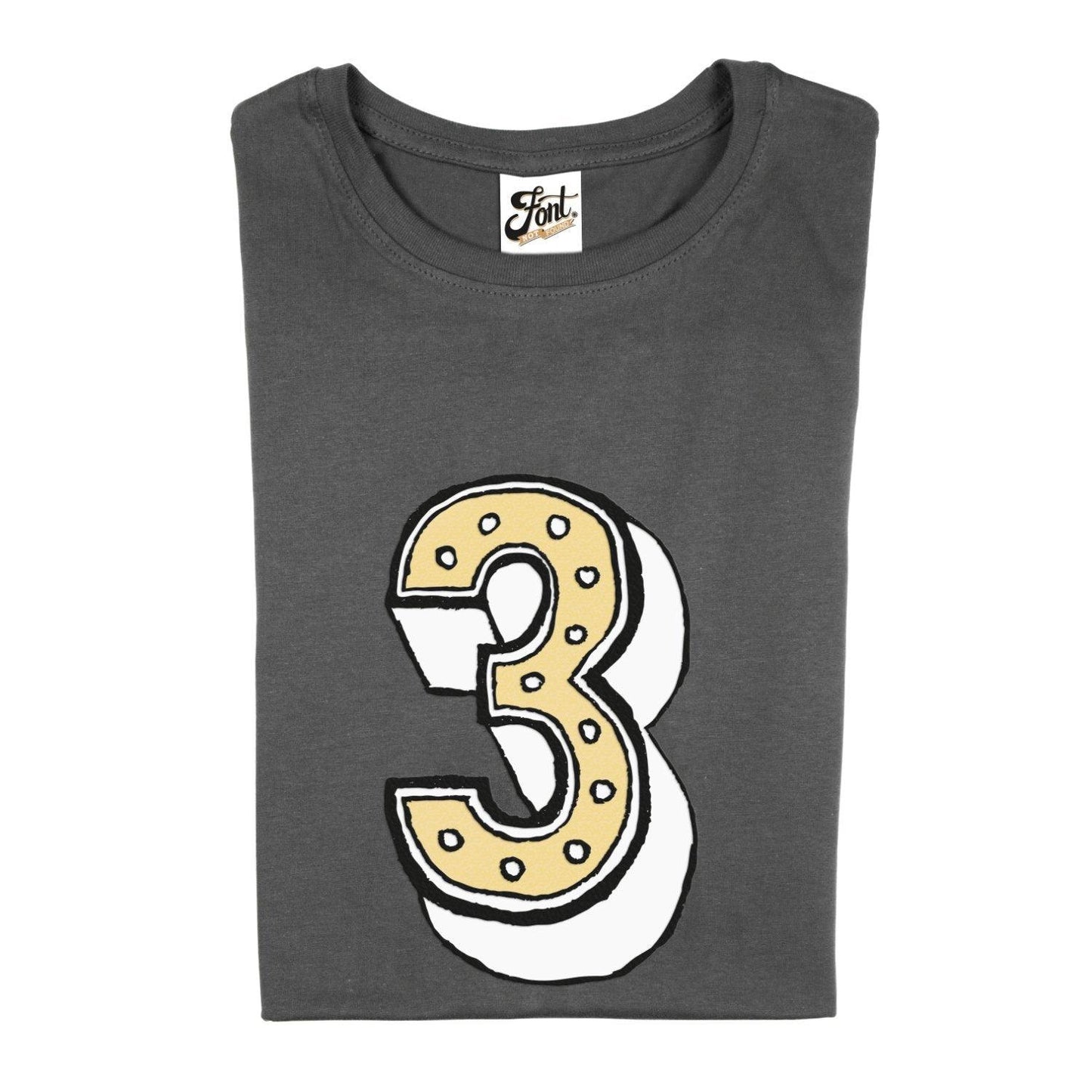 Number Three Kids' T-Shirt - Juniper Red Font Not Found, Font: Juniper Red, Kid's Clothes, T-Shirt: Numbers, T-Shirts 44ideas.co.uk