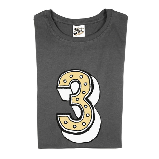 Number Three Kids' T-Shirt - Juniper Red Font Not Found, Font: Juniper Red, Kid's Clothes, T-Shirt: Numbers, T-Shirts 44ideas.co.uk