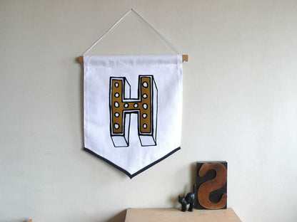 Letter Banner Large Pennant - Juniper Red Banners, Font Not Found, Font: Juniper Red, New Baby, Wall Art 44ideas.co.uk