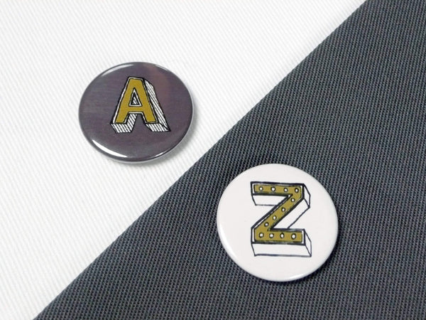 Letter Button Badges-Juniper Red Accessories, Anniversary, Badges, Birthday 44ideas.co.uk