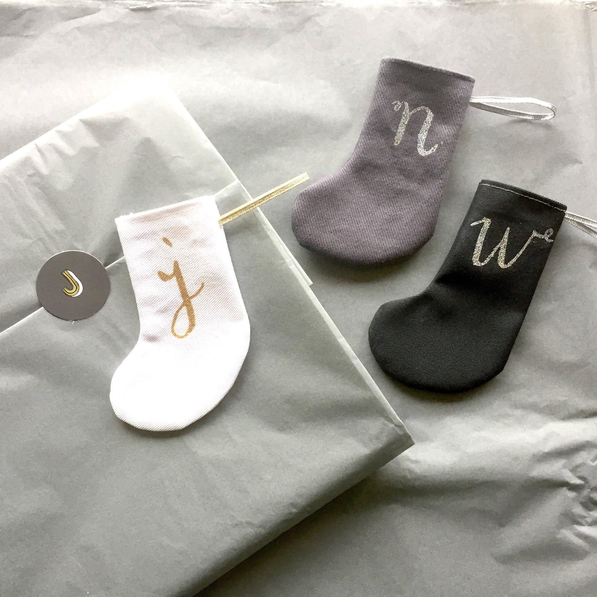 Little White and Silver Christmas Stockings - The Monroe Christmas, Christmas: Stockings, Font Not Found, Font: The Monroe 44ideas.co.uk