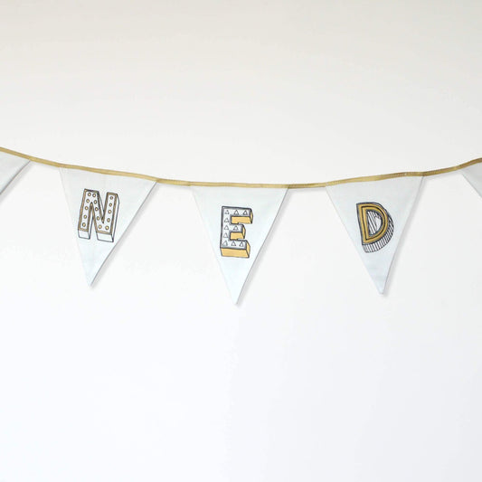Fabric Letter Bunting - Juniper Red Bunting, Font Not Found, Font: Juniper Red, New Baby, Wall Art 44ideas.co.uk
