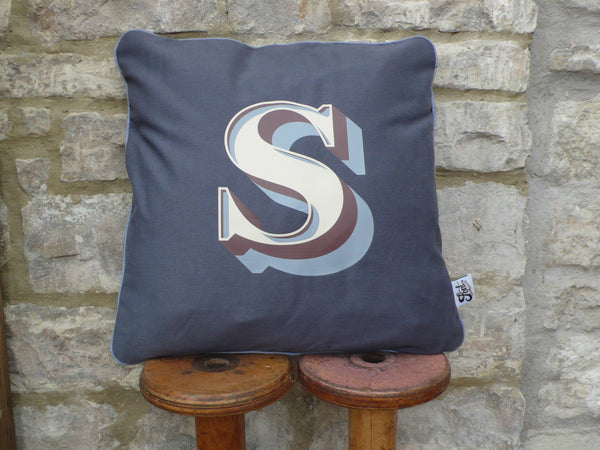 Alphabet Cushion - Stirling Shadow Cushions, Font Not Found, Font: Stirling Shadow, Homeware 44ideas.co.uk