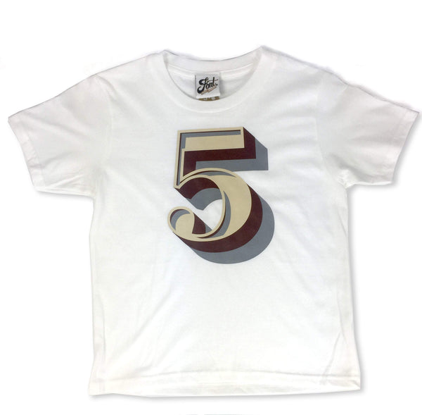 5th Birthday T-Shirt - Stirling Shadow Font Not Found, Font: Stirling Shadow, Kid's Clothes, T-Shirt: Numbers, T-Shirts 44ideas.co.uk