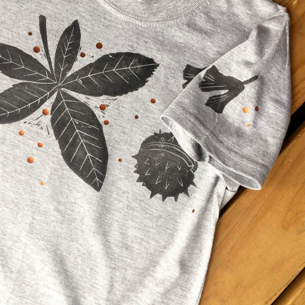 Leaf handprinted T-Shirt- ladies/kids Kid's Clothes, Lucy Teacup, T-Shirts, Womens Clothes 44ideas.co.uk