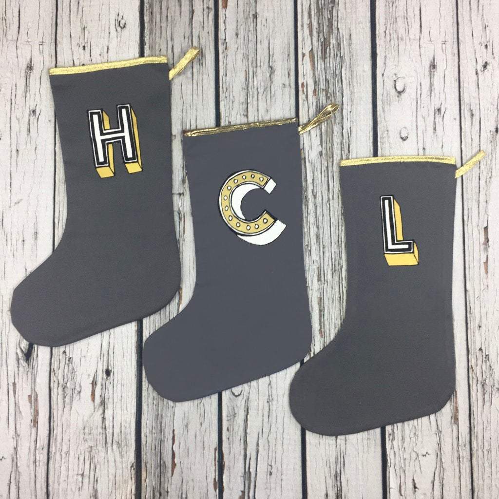 Christmas Personalised Grey Stocking - Juniper Red  44ideas.co.uk