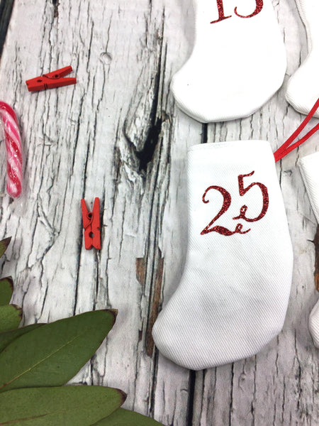 Rainbow Christmas Advent Calendar Mini Stockings - The Monroe Christmas, Christmas: Advent, Christmas: Stockings, Font Not Found, Font: The Monroe, Rainbow 44ideas.co.uk