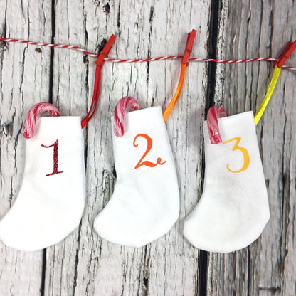 Rainbow Christmas Advent Calendar Mini Stockings - The Monroe Christmas, Christmas: Advent, Christmas: Stockings, Font Not Found, Font: The Monroe, Rainbow 44ideas.co.uk