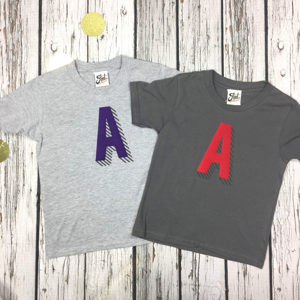 Kids' Bright Letter T-Shirt - Bradford Buzz Font Not Found, Font: Bradford Buzz, Kid's Clothes, T-Shirts, T-Shirts: Letters 44ideas.co.uk