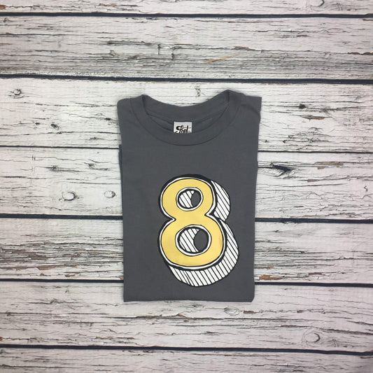 8th Birthday T-Shirt - Juniper Red Font Not Found, Font: Juniper Red, Kid's Clothes, T-Shirt: Numbers, T-Shirts 44ideas.co.uk