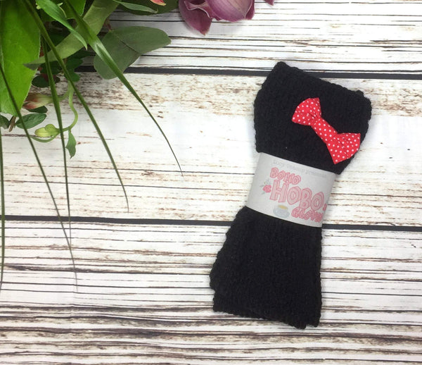 Black Knitted Fingerless Gloves. Accessories, Donalds Wally Hat, Gloves, Knitted 44ideas.co.uk