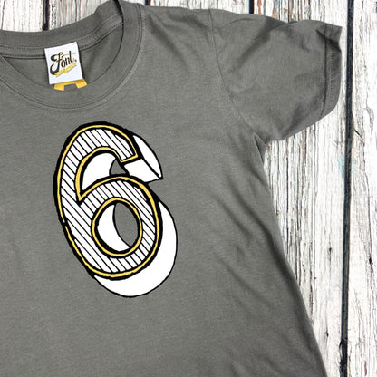 Number Six Kids' T-Shirt - Juniper Red Font Not Found, Font: Juniper Red, Kid's Clothes, T-Shirt: Numbers, T-Shirts 44ideas.co.uk
