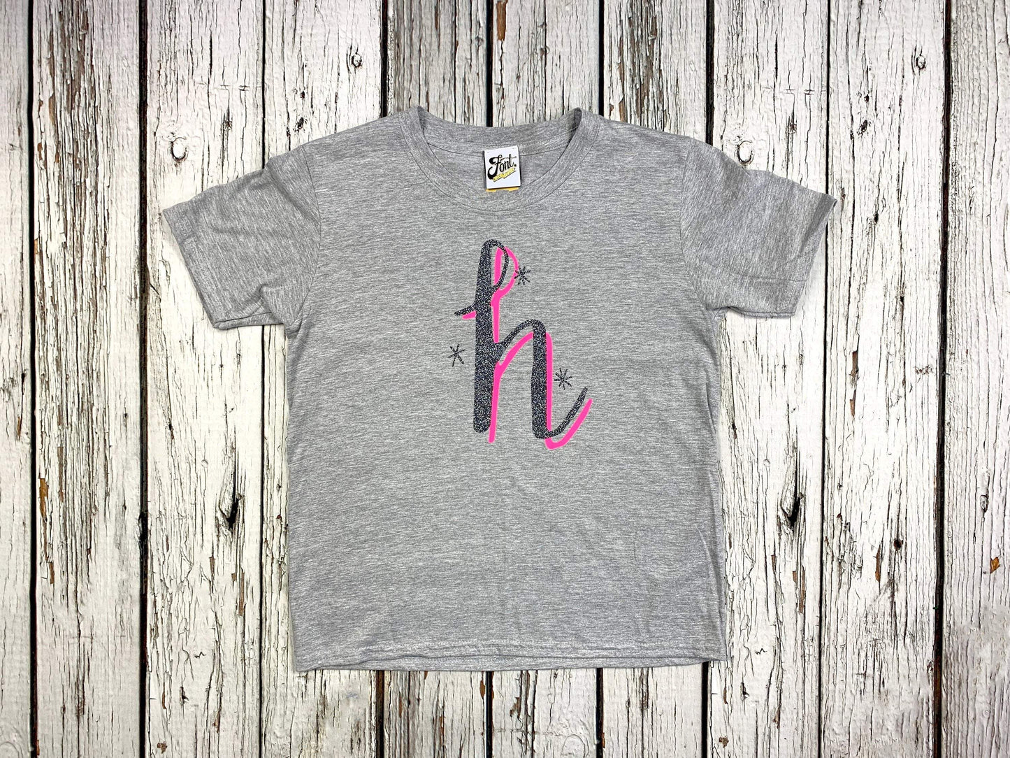 Kids' Alphabet T-Shirt - The Monroe (Neon Pink) Font Not Found, Font: The Monroe, Kid's Clothes, T-Shirts, T-Shirts: Letters 44ideas.co.uk