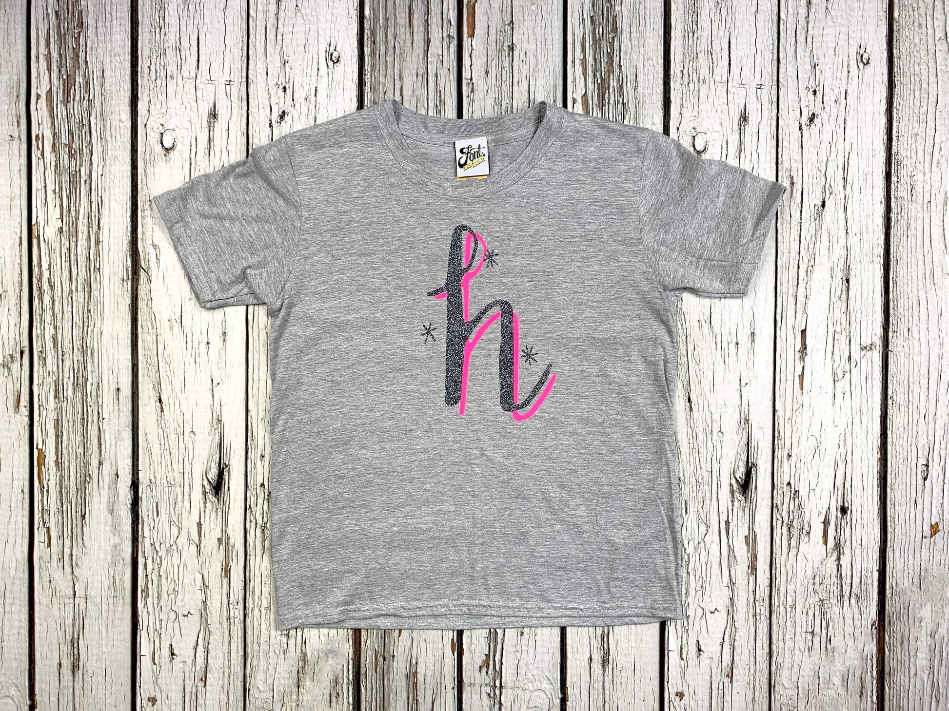 Kids' Alphabet T-Shirt - The Monroe (Neon Pink) Font Not Found, Font: The Monroe, Kid's Clothes, T-Shirts, T-Shirts: Letters 44ideas.co.uk