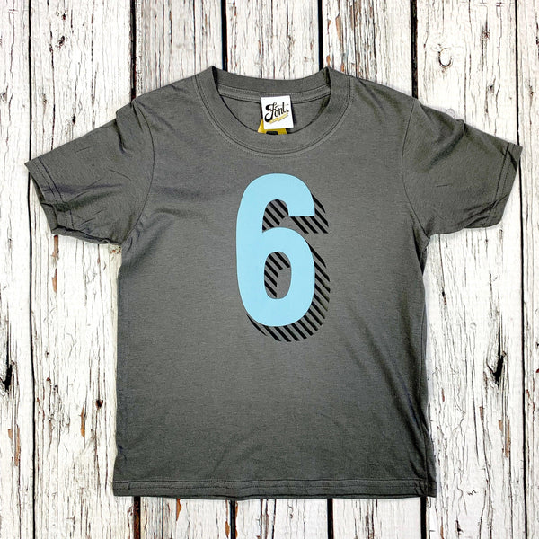 Kids' Number T-Shirts -  Bradford Buzz Font Not Found, Font: Bradford Buzz, Kid's Clothes, T-Shirt: Numbers, T-Shirts 44ideas.co.uk