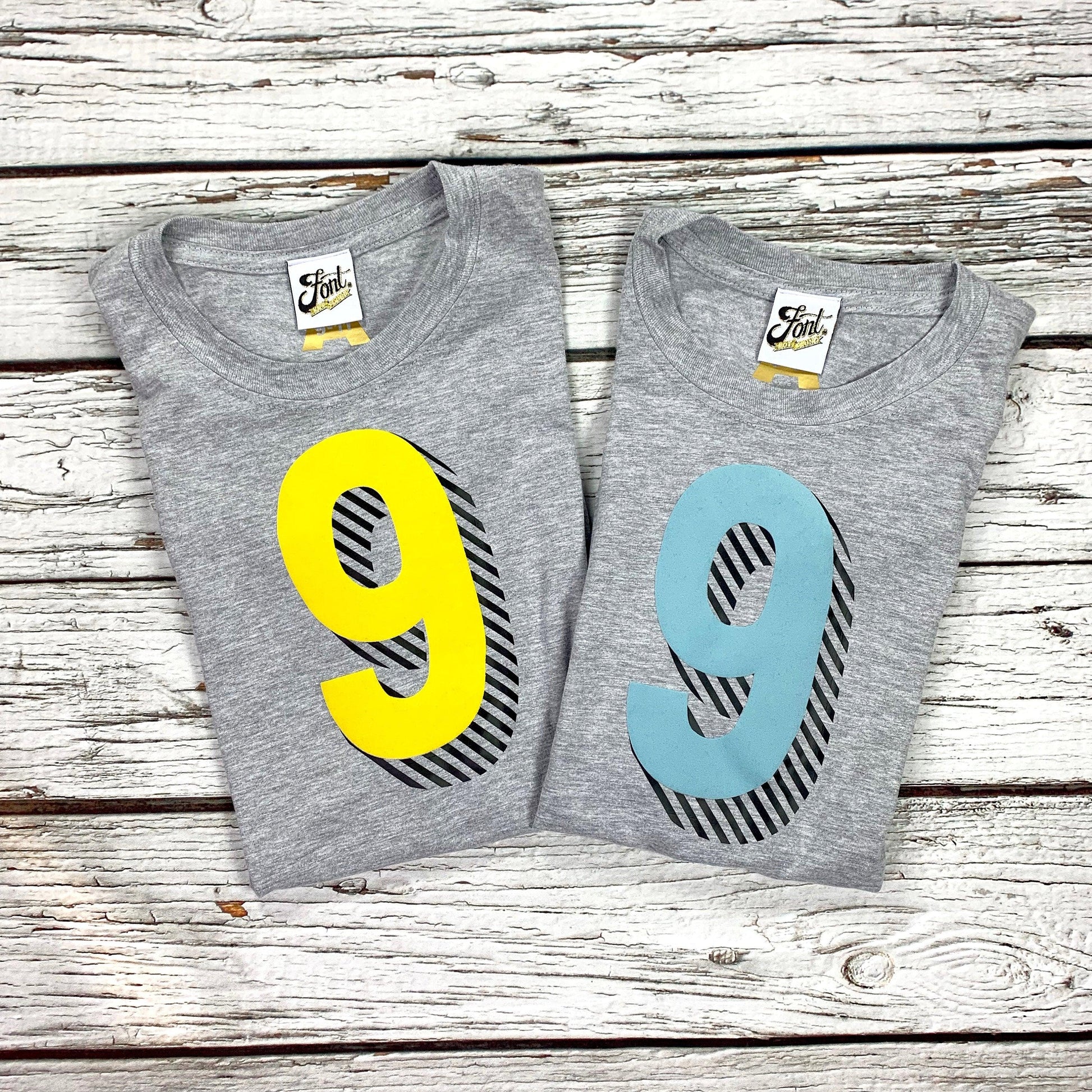 Kids' Number T-Shirts -  Bradford Buzz Font Not Found, Font: Bradford Buzz, Kid's Clothes, T-Shirt: Numbers, T-Shirts 44ideas.co.uk