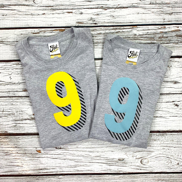 Kids' Number T-Shirts -  Bradford Buzz Font Not Found, Font: Bradford Buzz, Kid's Clothes, T-Shirt: Numbers, T-Shirts 44ideas.co.uk