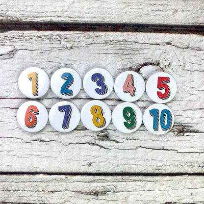 Number Badges 1-10 - Bradford Buzz Accessories, Anniversary, Badges, Birthday 44ideas.co.uk