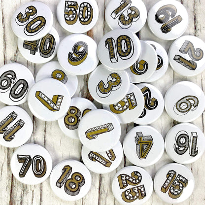 Birthday Badges! 11-19 -Juniper Red Accessories, Badges, Font Not Found, Font: Juniper Red 44ideas.co.uk